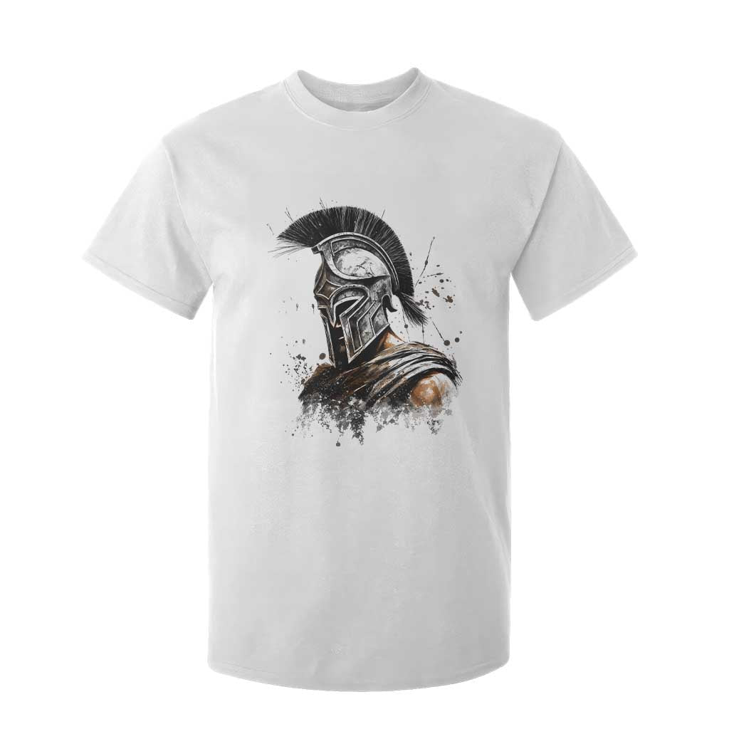 Ancient Spartan Warrior Watercolor Splatter Graphic T Shirt For Kid Greek Mythology Enthusiast History Gift