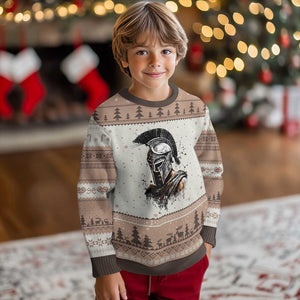 Ancient Spartan Warrior Watercolor Splatter Graphic Ugly Christmas Sweater Greek Mythology Enthusiast History Gift