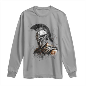 Ancient Spartan Warrior Watercolor Splatter Graphic Long Sleeve Shirt Greek Mythology Enthusiast History Gift