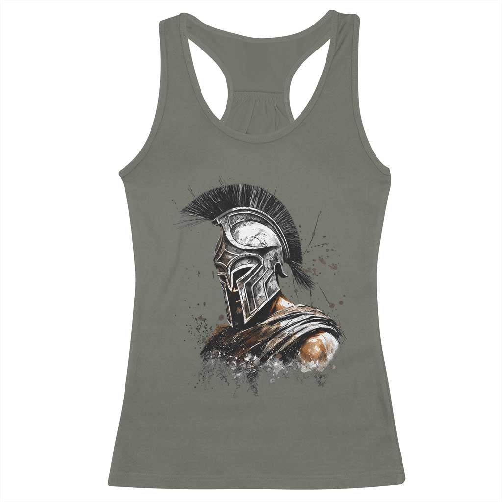Ancient Spartan Warrior Watercolor Splatter Graphic Racerback Tank Top Greek Mythology Enthusiast History Gift