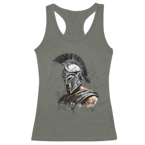 Ancient Spartan Warrior Watercolor Splatter Graphic Racerback Tank Top Greek Mythology Enthusiast History Gift