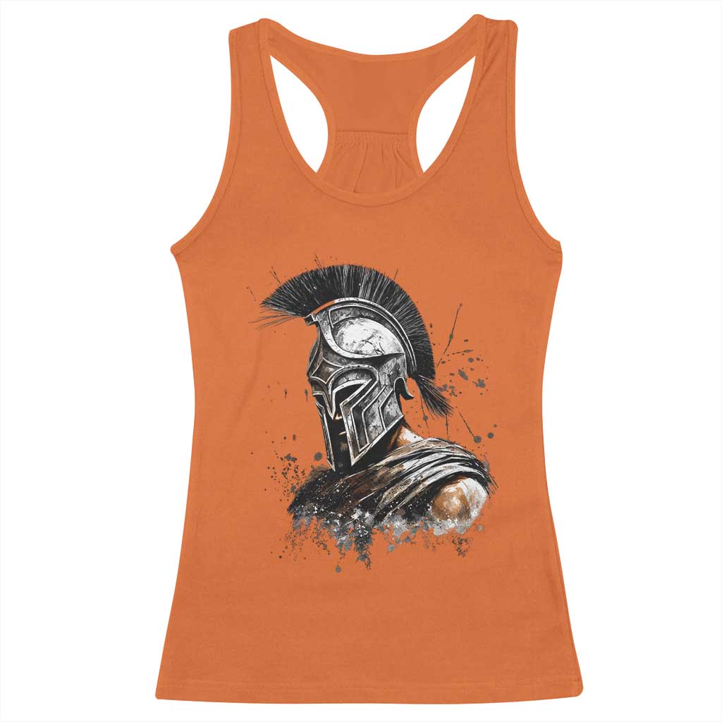 Ancient Spartan Warrior Watercolor Splatter Graphic Racerback Tank Top Greek Mythology Enthusiast History Gift