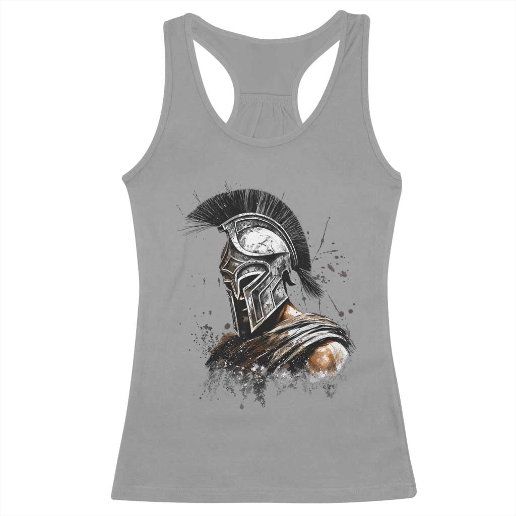 Ancient Spartan Warrior Watercolor Splatter Graphic Racerback Tank Top Greek Mythology Enthusiast History Gift