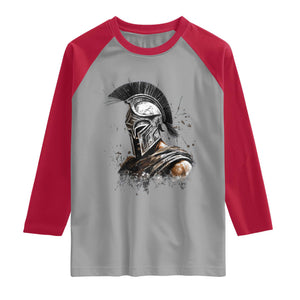 Ancient Spartan Warrior Watercolor Splatter Graphic Raglan Shirt Greek Mythology Enthusiast History Gift