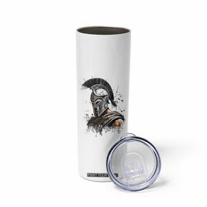 Ancient Spartan Warrior Watercolor Splatter Graphic Skinny Tumbler Greek Mythology Enthusiast History Gift