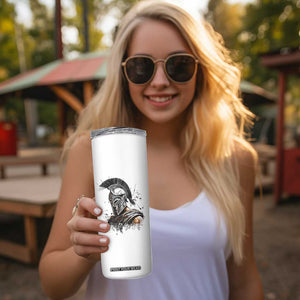 Ancient Spartan Warrior Watercolor Splatter Graphic Skinny Tumbler Greek Mythology Enthusiast History Gift