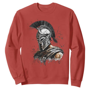 Ancient Spartan Warrior Watercolor Splatter Graphic Sweatshirt Greek Mythology Enthusiast History Gift