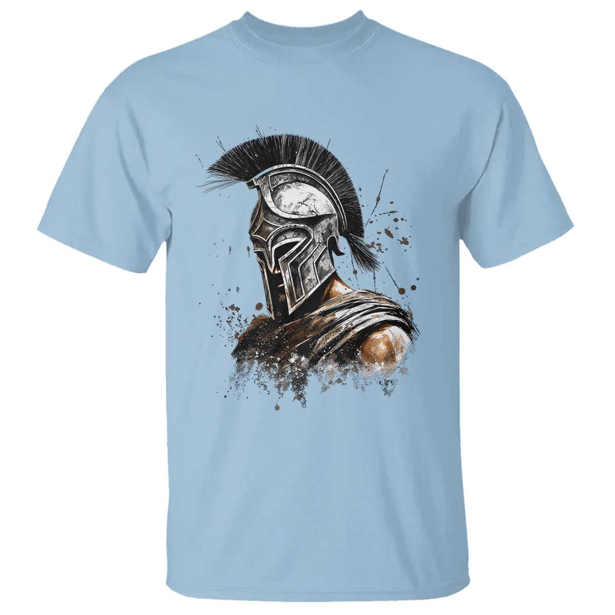 Ancient Spartan Warrior Watercolor Splatter Graphic T Shirt Greek Mythology Enthusiast History Gift