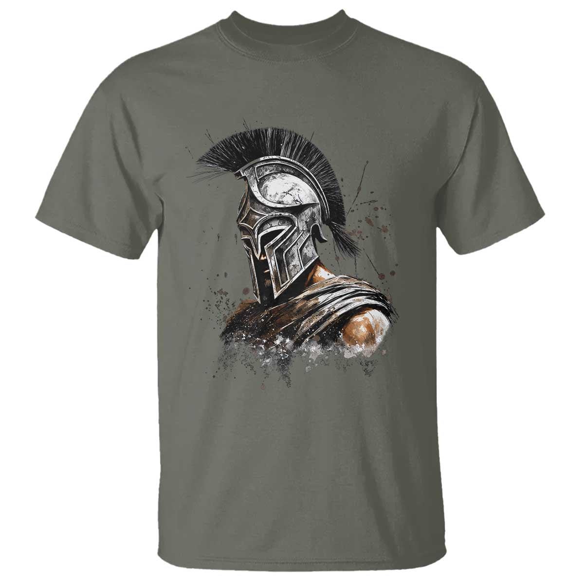 Ancient Spartan Warrior Watercolor Splatter Graphic T Shirt Greek Mythology Enthusiast History Gift