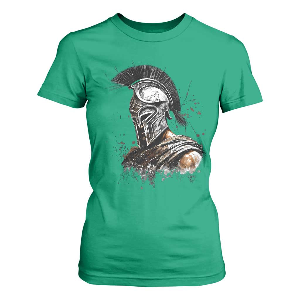 Ancient Spartan Warrior Watercolor Splatter Graphic T Shirt For Women Greek Mythology Enthusiast History Gift
