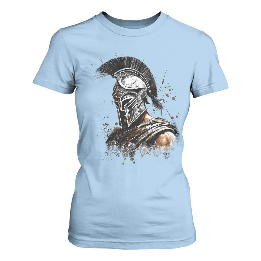 Ancient Spartan Warrior Watercolor Splatter Graphic T Shirt For Women Greek Mythology Enthusiast History Gift