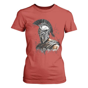 Ancient Spartan Warrior Watercolor Splatter Graphic T Shirt For Women Greek Mythology Enthusiast History Gift