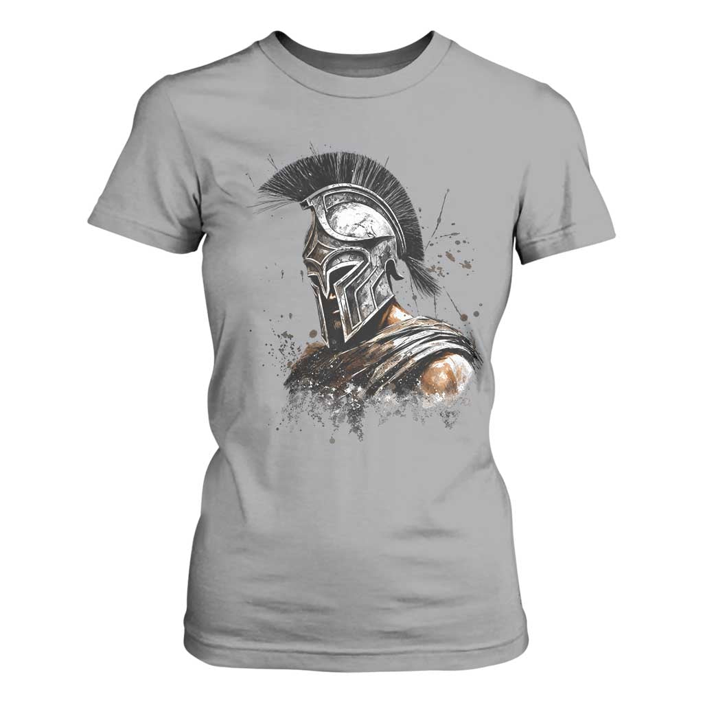 Ancient Spartan Warrior Watercolor Splatter Graphic T Shirt For Women Greek Mythology Enthusiast History Gift