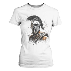 Ancient Spartan Warrior Watercolor Splatter Graphic T Shirt For Women Greek Mythology Enthusiast History Gift