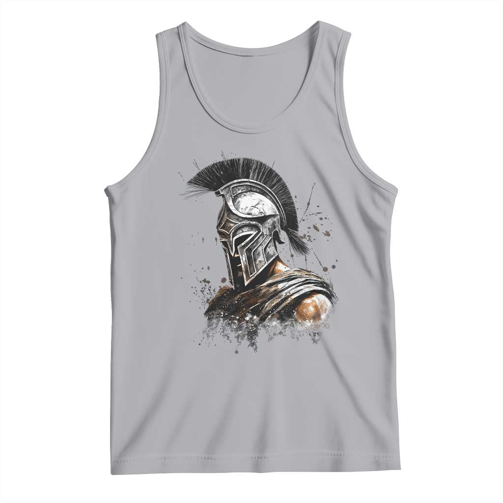 Ancient Spartan Warrior Watercolor Splatter Graphic Tank Top Greek Mythology Enthusiast History Gift