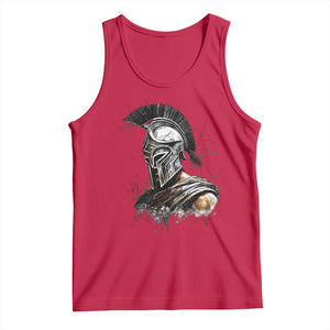Ancient Spartan Warrior Watercolor Splatter Graphic Tank Top Greek Mythology Enthusiast History Gift