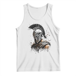 Ancient Spartan Warrior Watercolor Splatter Graphic Tank Top Greek Mythology Enthusiast History Gift