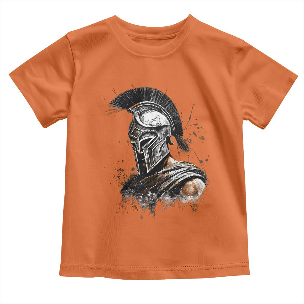 Ancient Spartan Warrior Watercolor Splatter Graphic Toddler T Shirt Greek Mythology Enthusiast History Gift
