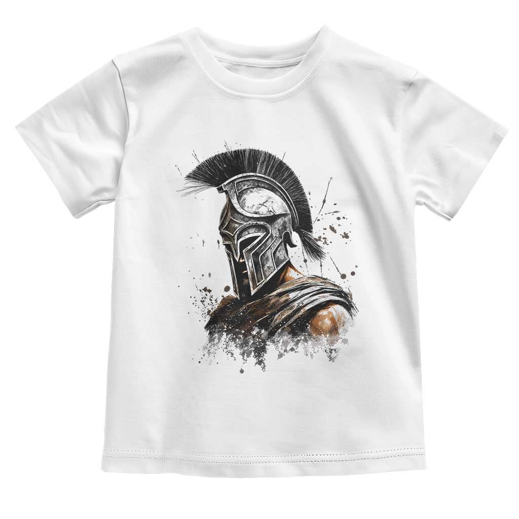 Ancient Spartan Warrior Watercolor Splatter Graphic Toddler T Shirt Greek Mythology Enthusiast History Gift