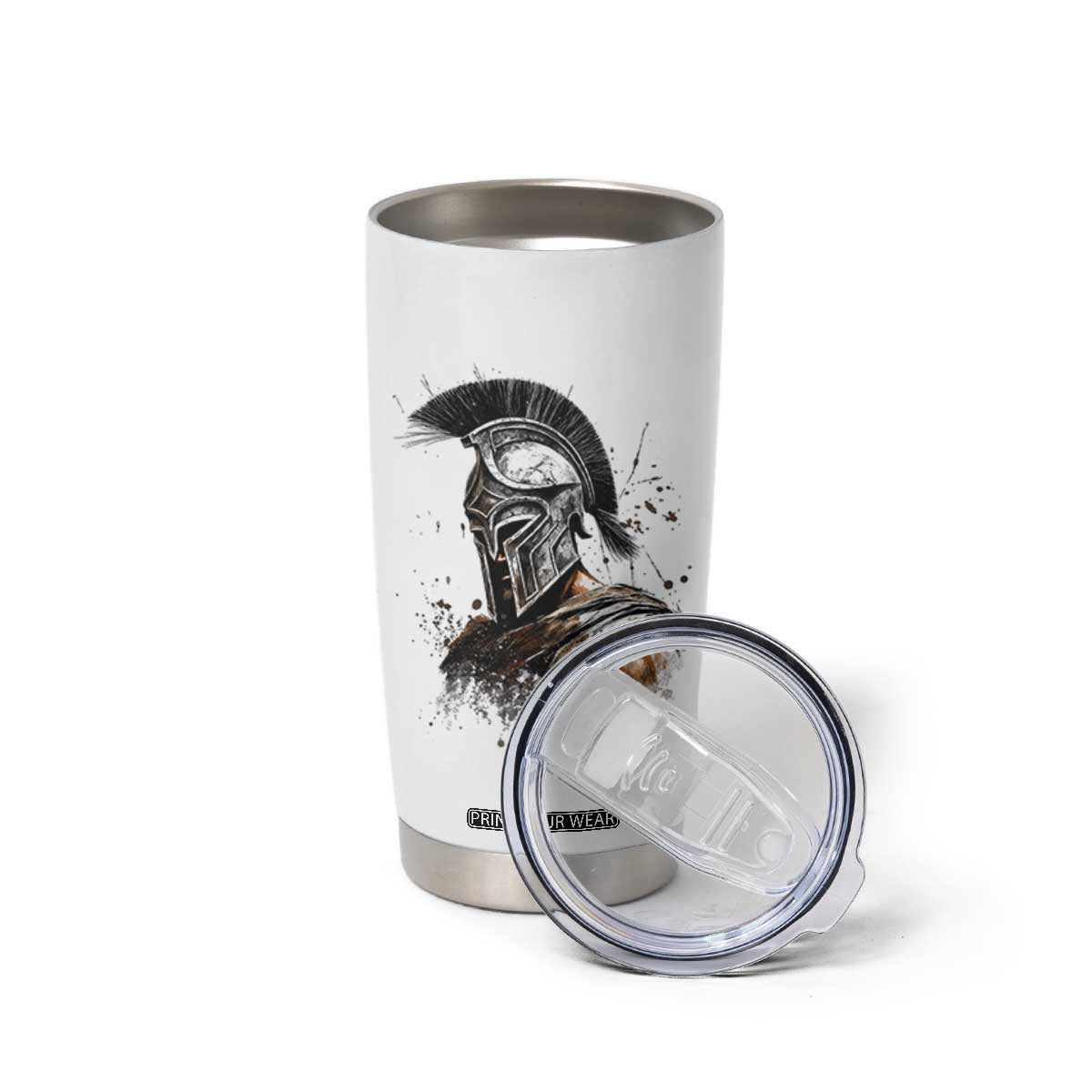 Ancient Spartan Warrior Watercolor Splatter Graphic Tumbler Cup Greek Mythology Enthusiast History Gift