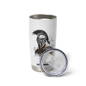 Ancient Spartan Warrior Watercolor Splatter Graphic Tumbler Cup Greek Mythology Enthusiast History Gift