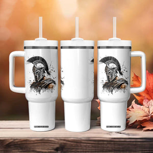 Ancient Spartan Warrior Watercolor Splatter Graphic Tumbler With Handle Greek Mythology Enthusiast History Gift