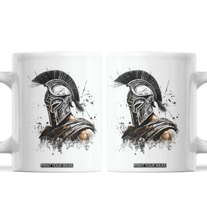 Ancient Spartan Warrior Watercolor Splatter Graphic Coffee Mug Greek Mythology Enthusiast History Gift