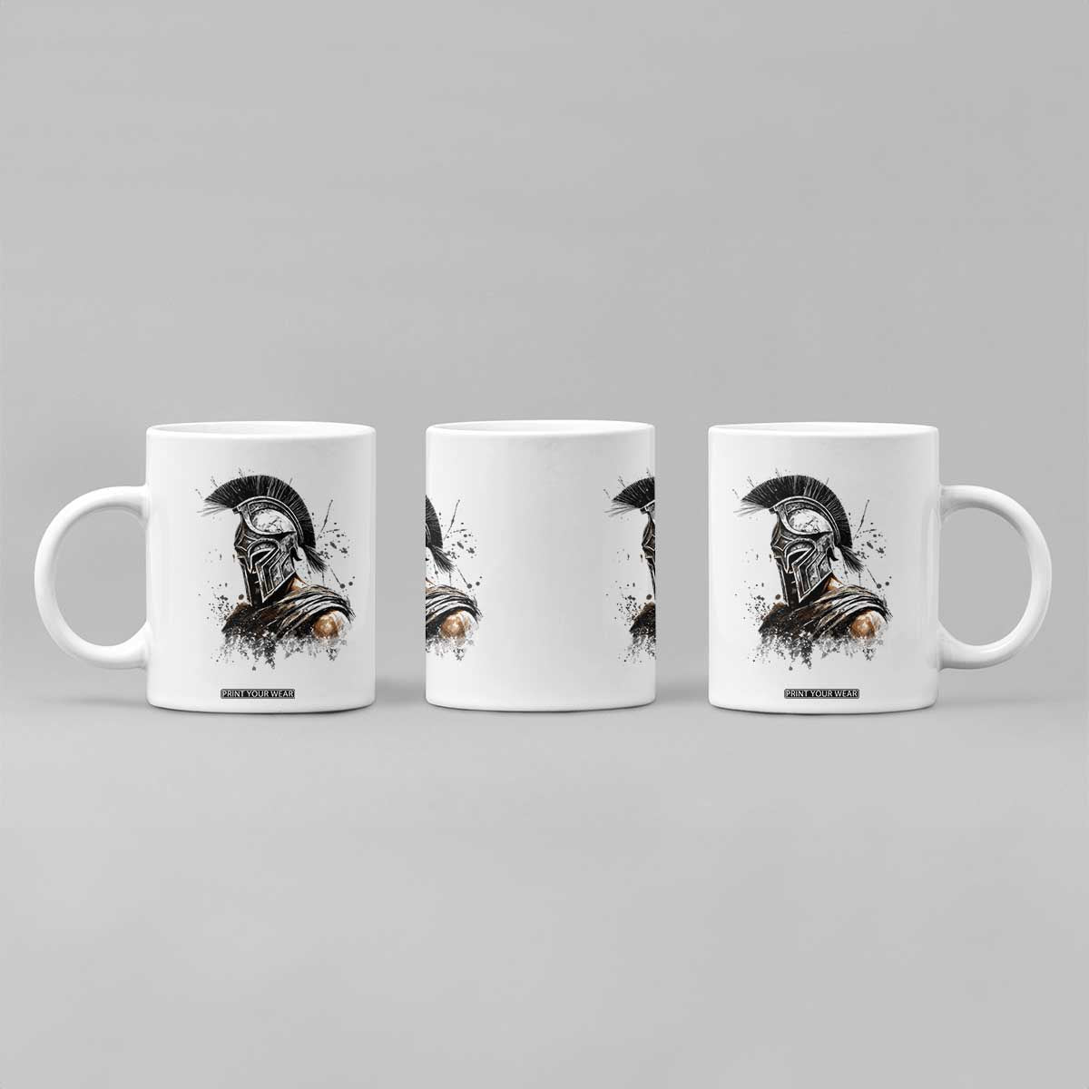 Ancient Spartan Warrior Watercolor Splatter Graphic Coffee Mug Greek Mythology Enthusiast History Gift