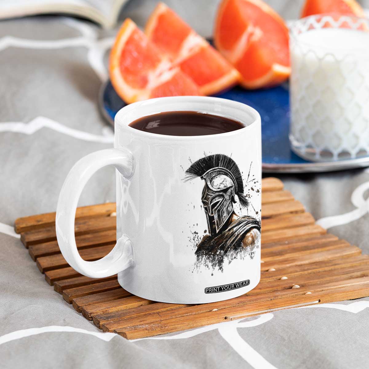 Ancient Spartan Warrior Watercolor Splatter Graphic Coffee Mug Greek Mythology Enthusiast History Gift