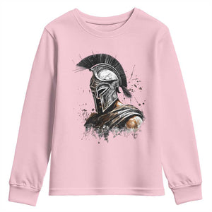 Ancient Spartan Warrior Watercolor Splatter Graphic Youth Sweatshirt Greek Mythology Enthusiast History Gift