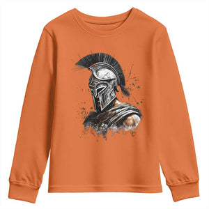 Ancient Spartan Warrior Watercolor Splatter Graphic Youth Sweatshirt Greek Mythology Enthusiast History Gift