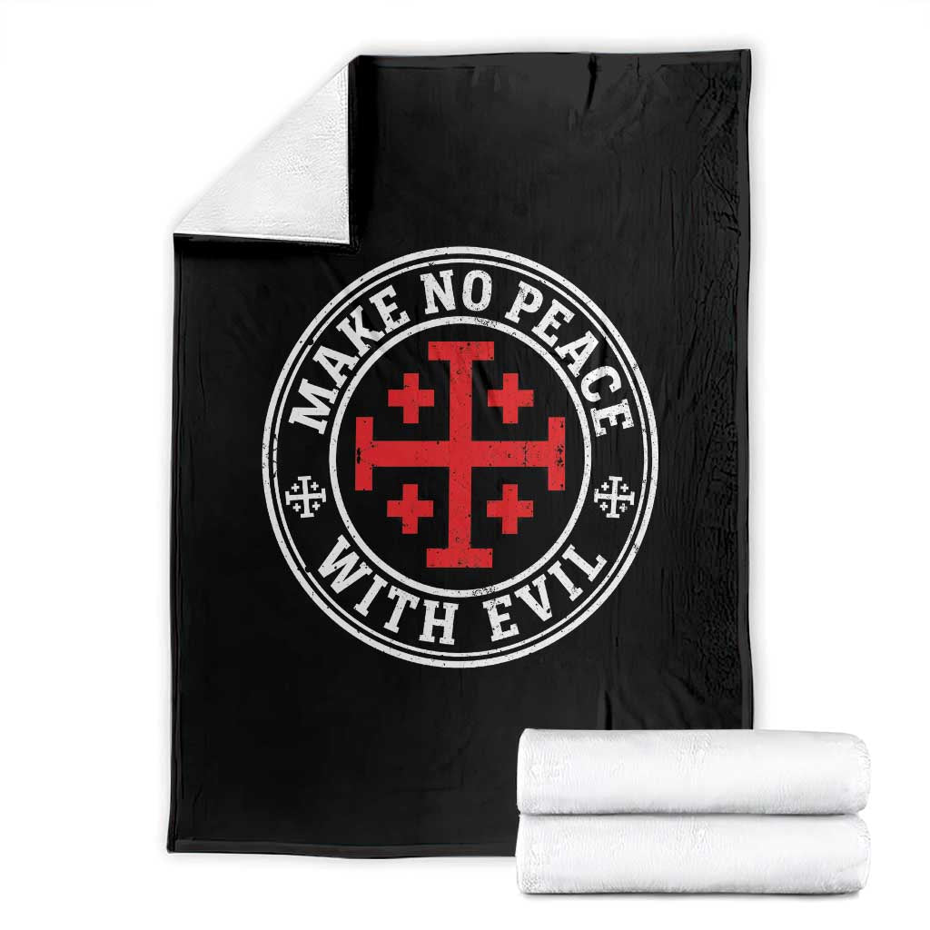 Make No Peace With Evil Jerusalem Cross Throw Blanket Christian Warrior Crusader Emblem Graphic TS02 Black Print Your Wear