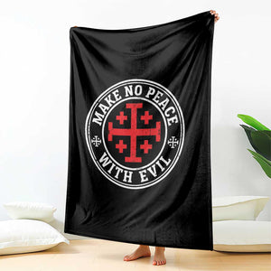 Make No Peace With Evil Jerusalem Cross Throw Blanket Christian Warrior Crusader Emblem Graphic
