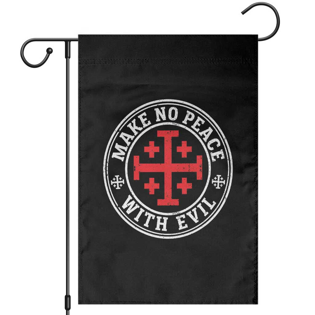 Make No Peace With Evil Jerusalem Cross Garden Flag Christian Warrior Crusader Emblem Graphic
