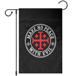 Make No Peace With Evil Jerusalem Cross Garden Flag Christian Warrior Crusader Emblem Graphic