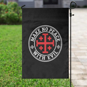 Make No Peace With Evil Jerusalem Cross Garden Flag Christian Warrior Crusader Emblem Graphic