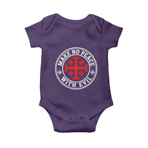 Make No Peace With Evil Jerusalem Cross Baby Onesie Christian Warrior Crusader Emblem Graphic