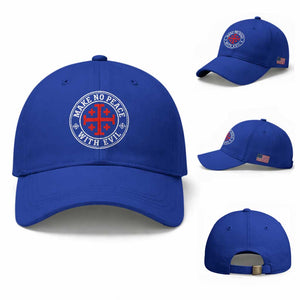Make No Peace With Evil Jerusalem Cross Baseball Cap Christian Warrior Crusader Emblem Graphic