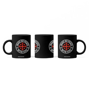 Make No Peace With Evil Jerusalem Cross Coffee Mug Christian Warrior Crusader Emblem Graphic