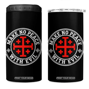 Make No Peace With Evil Jerusalem Cross 4 in 1 Can Cooler Tumbler Christian Warrior Crusader Emblem Graphic