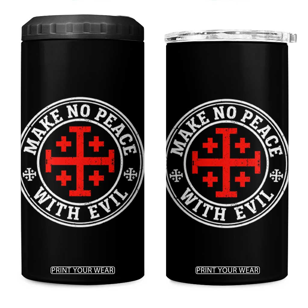 Make No Peace With Evil Jerusalem Cross 4 in 1 Can Cooler Tumbler Christian Warrior Crusader Emblem Graphic TS02 One Size: 16 oz Black Print Your Wear