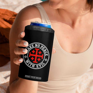 Make No Peace With Evil Jerusalem Cross 4 in 1 Can Cooler Tumbler Christian Warrior Crusader Emblem Graphic