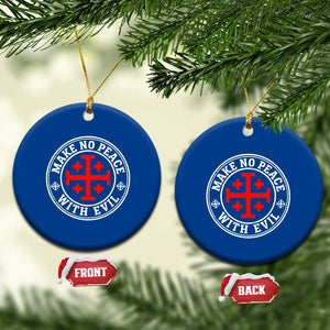 Make No Peace With Evil Jerusalem Cross Ceramic Ornament Christian Warrior Crusader Emblem Graphic