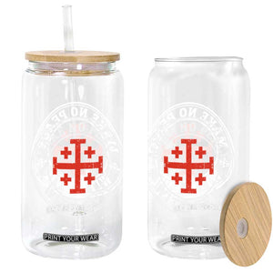 Make No Peace With Evil Jerusalem Cross Glass Can Christian Warrior Crusader Emblem Graphic
