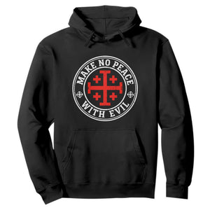 Make No Peace With Evil Jerusalem Cross Hoodie Christian Warrior Crusader Emblem Graphic