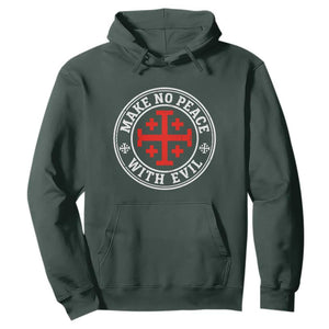 Make No Peace With Evil Jerusalem Cross Hoodie Christian Warrior Crusader Emblem Graphic