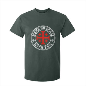 Make No Peace With Evil Jerusalem Cross T Shirt For Kid Christian Warrior Crusader Emblem Graphic