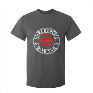 Make No Peace With Evil Jerusalem Cross T Shirt For Kid Christian Warrior Crusader Emblem Graphic
