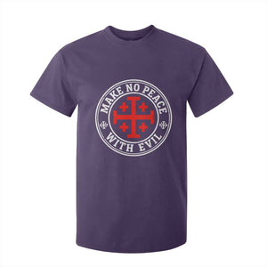 Make No Peace With Evil Jerusalem Cross T Shirt For Kid Christian Warrior Crusader Emblem Graphic