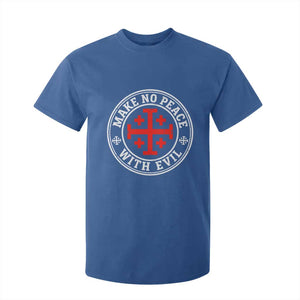 Make No Peace With Evil Jerusalem Cross T Shirt For Kid Christian Warrior Crusader Emblem Graphic